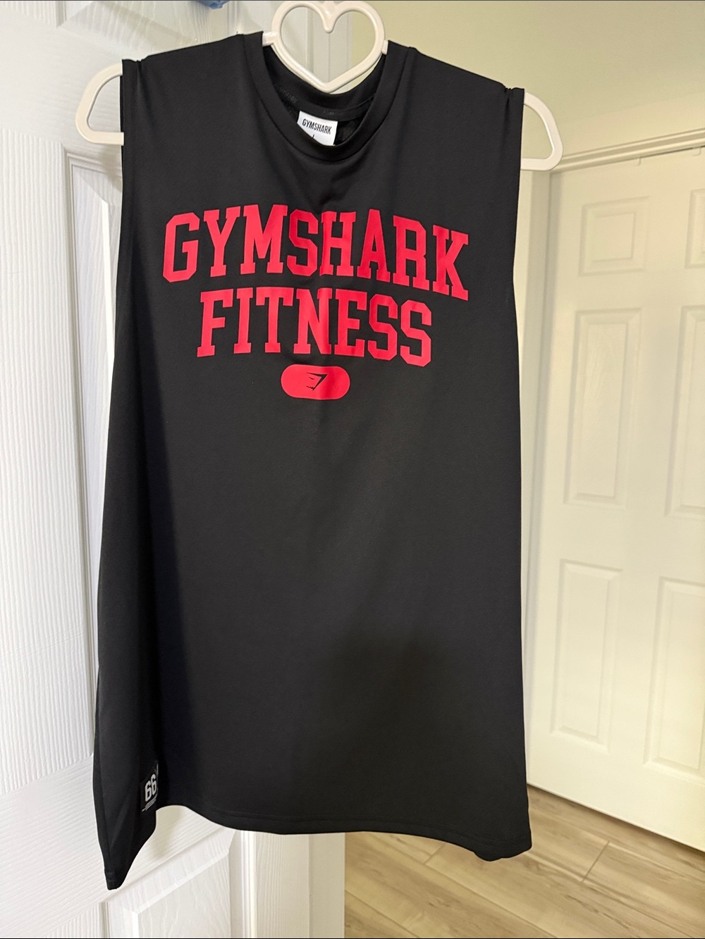 Gymshark Black Muscle Tank with Red Logo